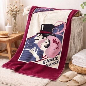 Vintage Franco Luxury Cotton Towel Dance Dance Art Deco 29x58 Made in Taiwan